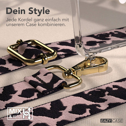 Samsung Galaxy S25 Edge Handykette mit MagSafe Hülle und Boho Band #farbe_rosa-camouflage-metallfarbe-gold