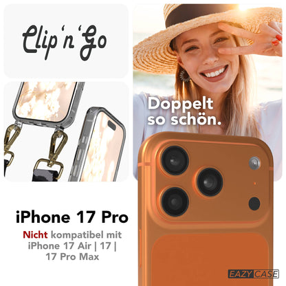 iPhone 17 Pro MagSafe Handykette mit verstellbarem Boho Band Tragekette #farbe_grau-camouflage-metallfarbe-gold