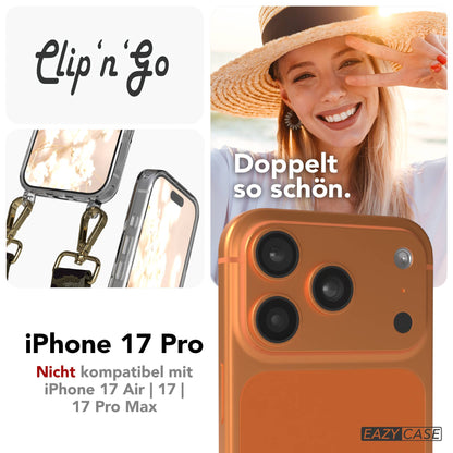 iPhone 17 Pro MagSafe Handykette mit verstellbarem Boho Band Tragekette #farbe_grun-camouflage-metallfarbe-gold