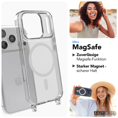 iPhone 17 Pro MagSafe Handykette mit verstellbarem Boho Band Tragekette #farbe_grun-camouflage-metallfarbe-gold