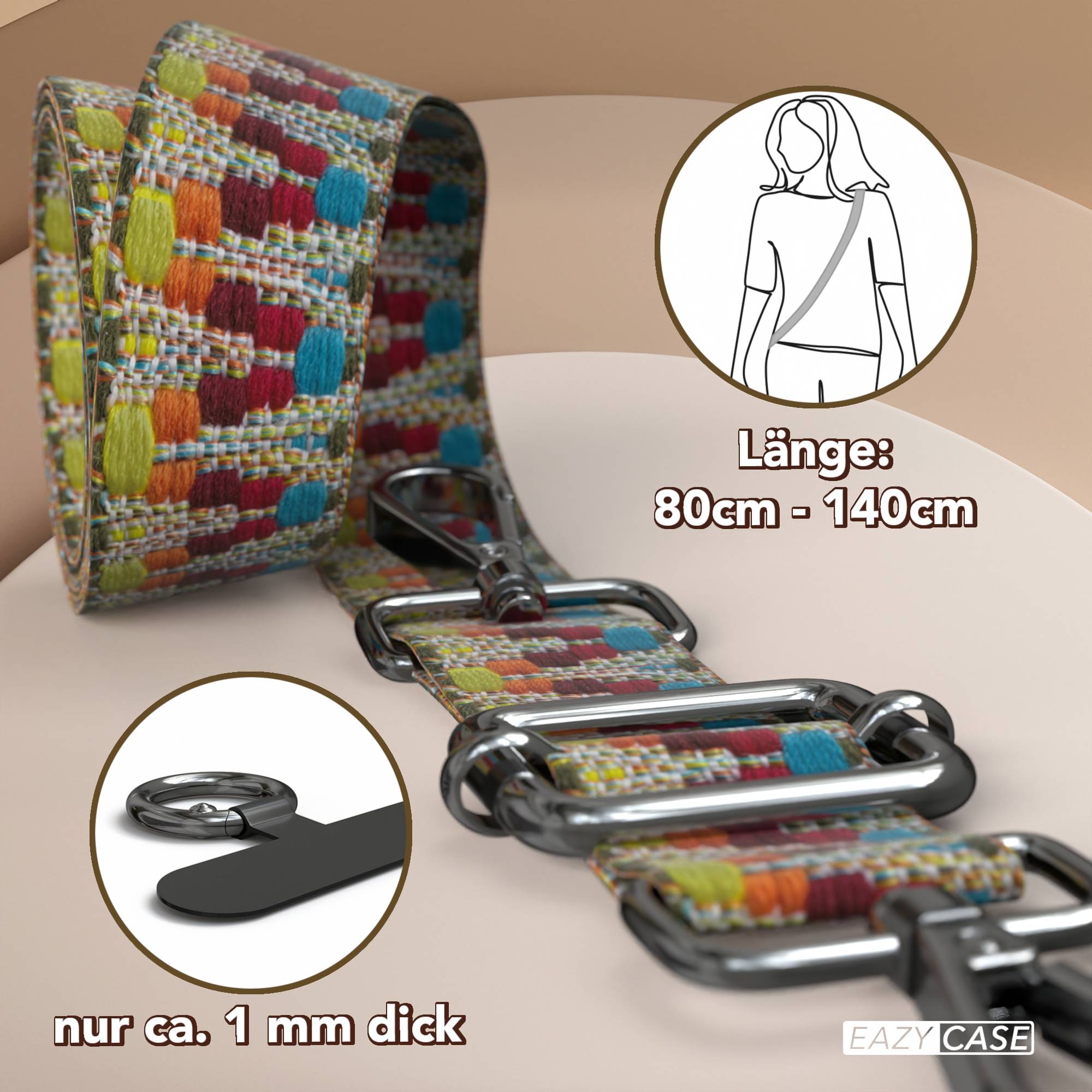 Universal Handykette mit verstellbarem Riemen und Karabinerhaken EAZY CASE 
