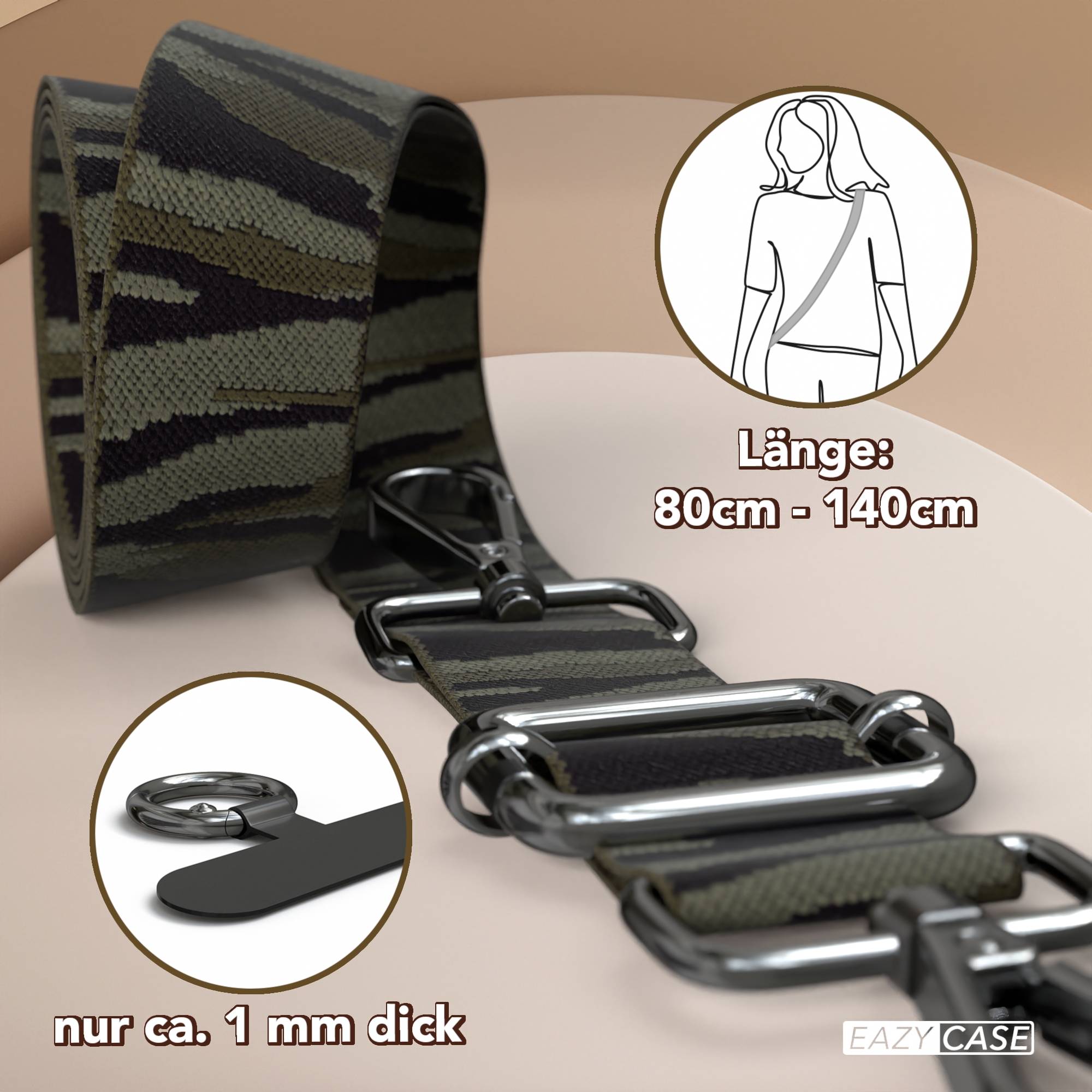Universal Handykette mit verstellbarem Riemen und Karabinerhaken EAZY CASE 