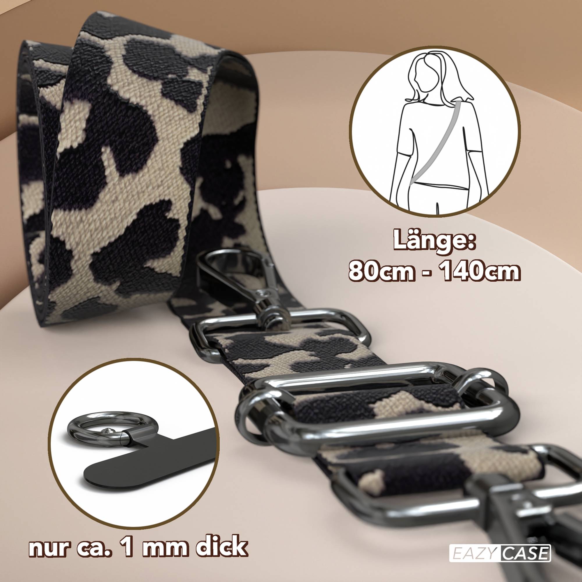 Universal Handykette mit verstellbarem Riemen und Karabinerhaken EAZY CASE 