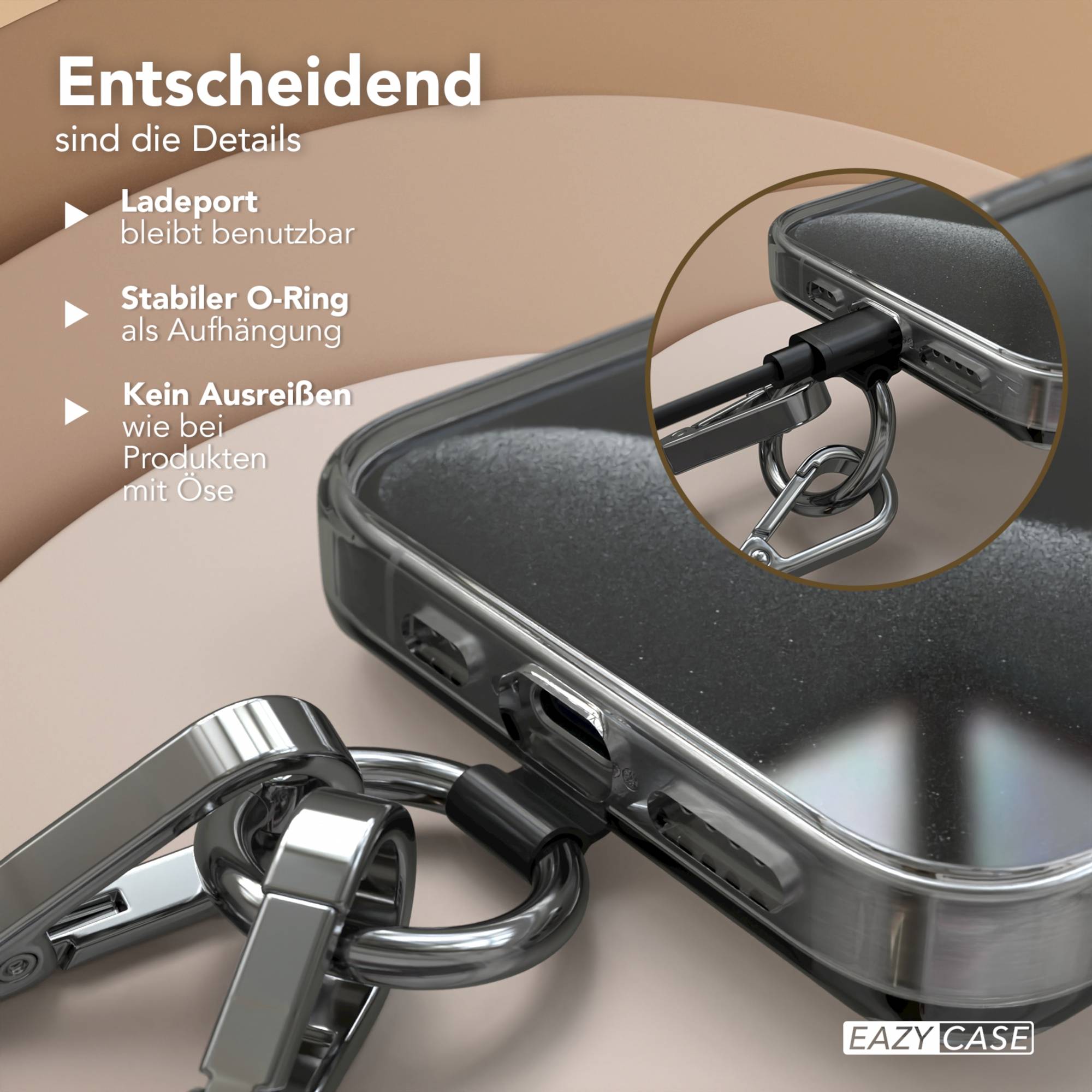 Universal Handykette mit verstellbarem Riemen und Karabinerhaken EAZY CASE 