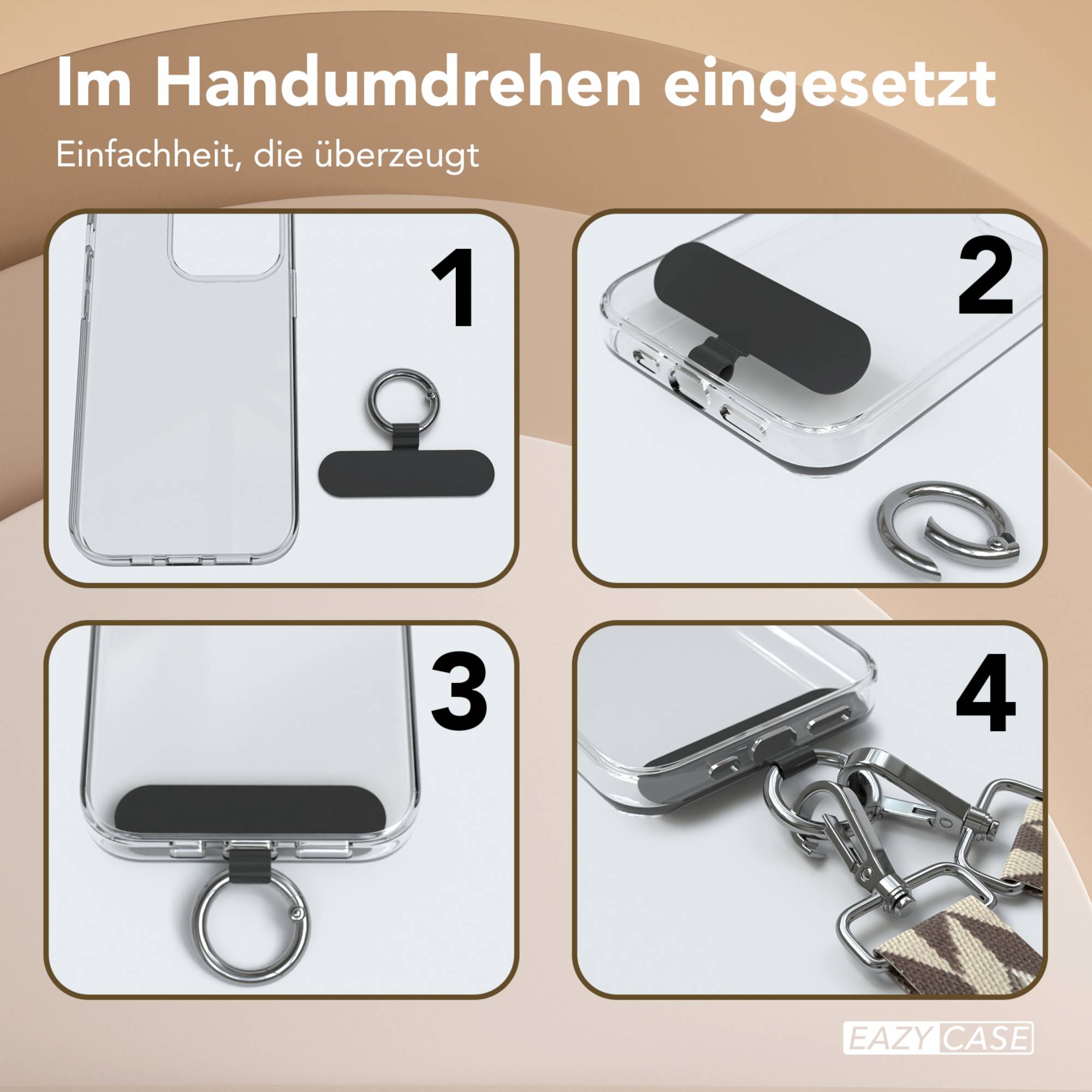 Universal Handykette mit verstellbarem Riemen und Karabinerhaken EAZY CASE 