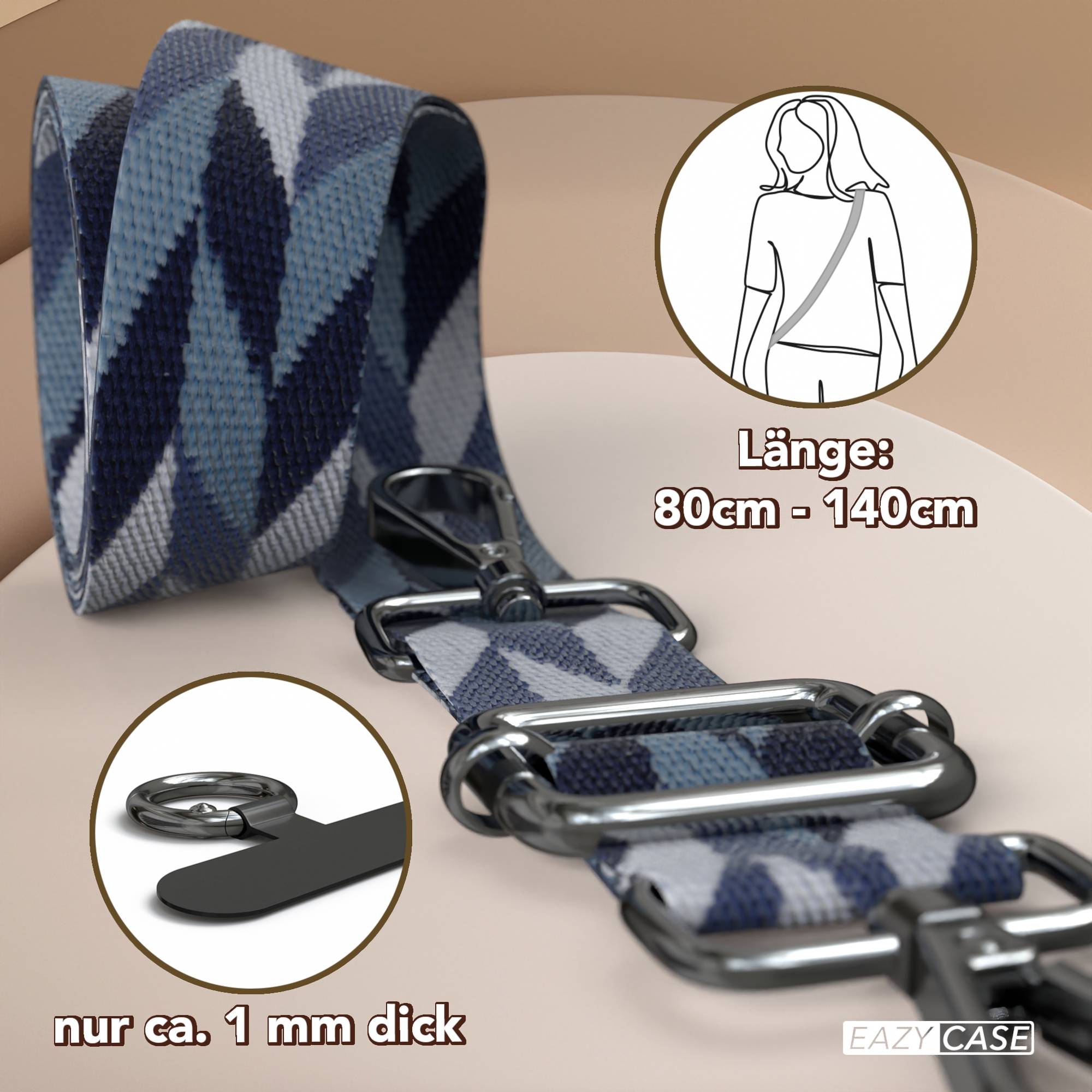Universal Handykette mit verstellbarem Riemen und Karabinerhaken EAZY CASE 
