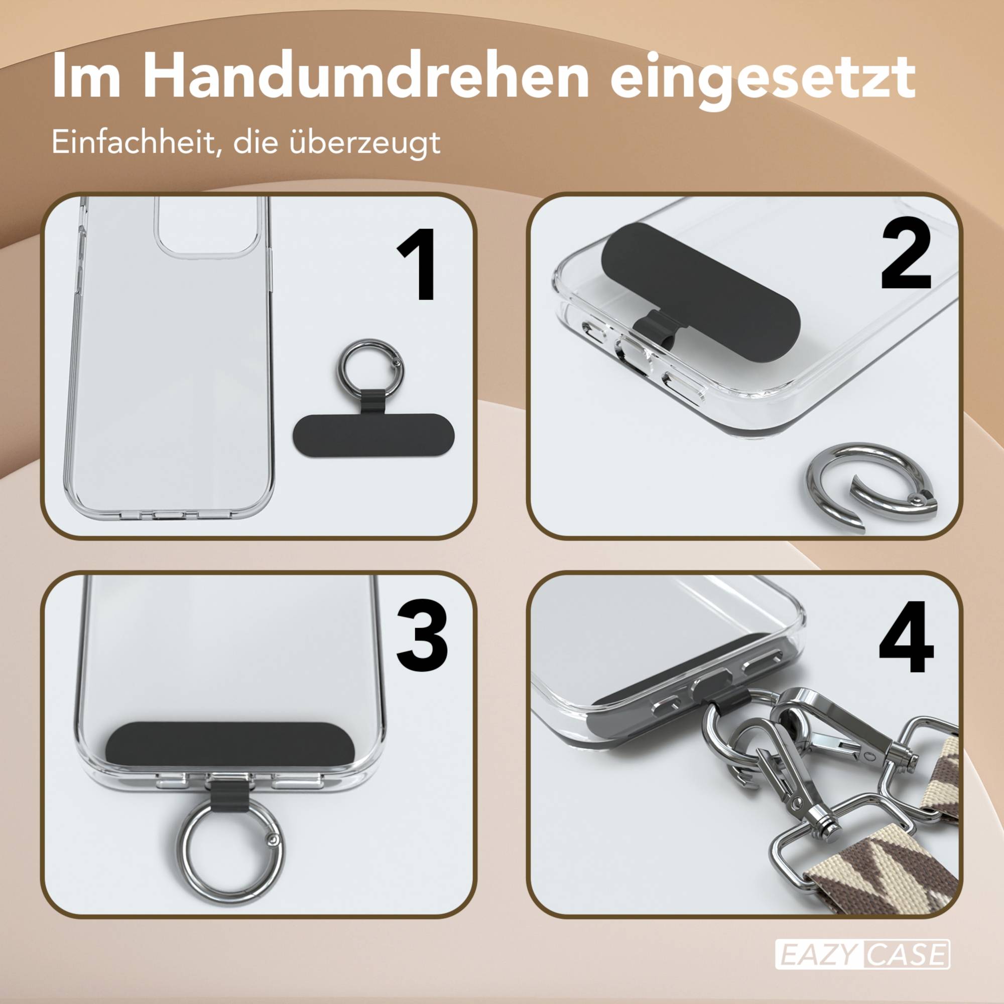 Universal Handykette mit verstellbarem Riemen und Karabinerhaken EAZY CASE 