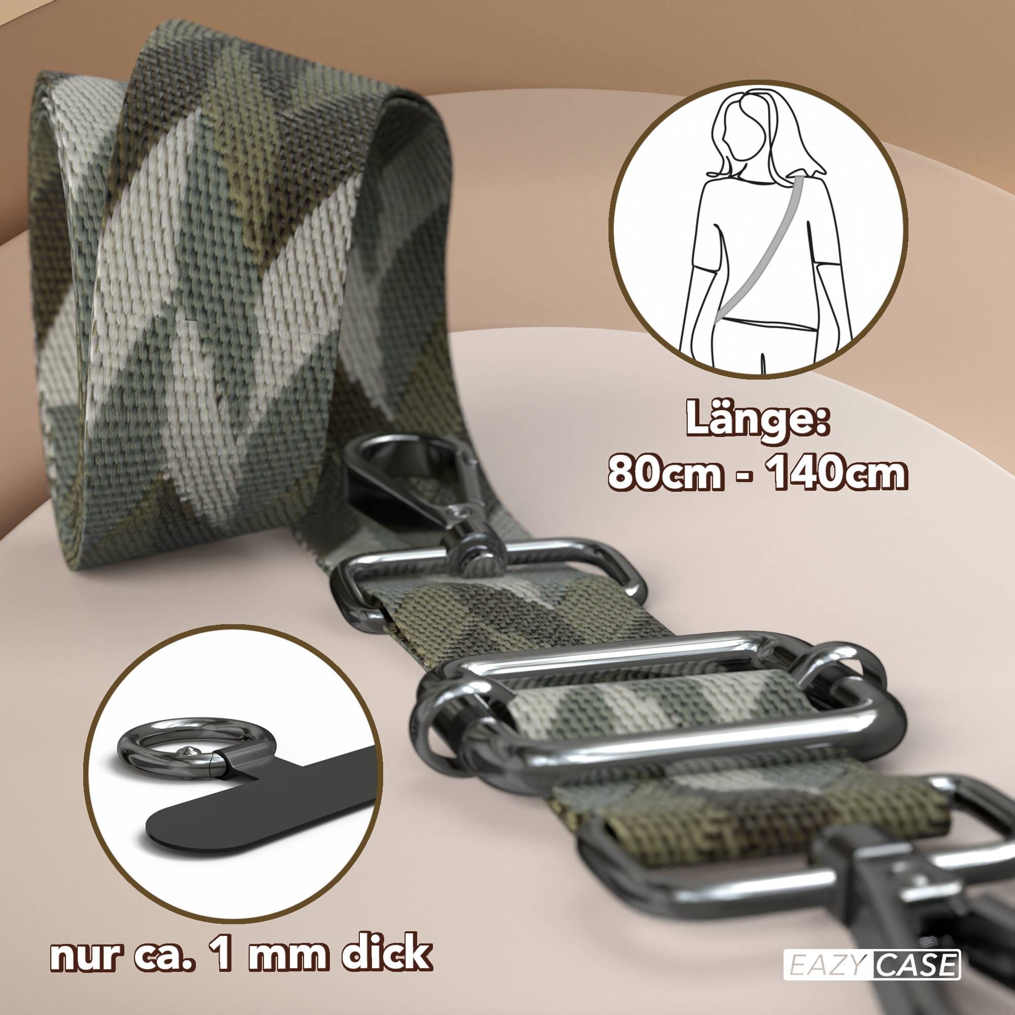 Universal Handykette mit verstellbarem Riemen und Karabinerhaken EAZY CASE 