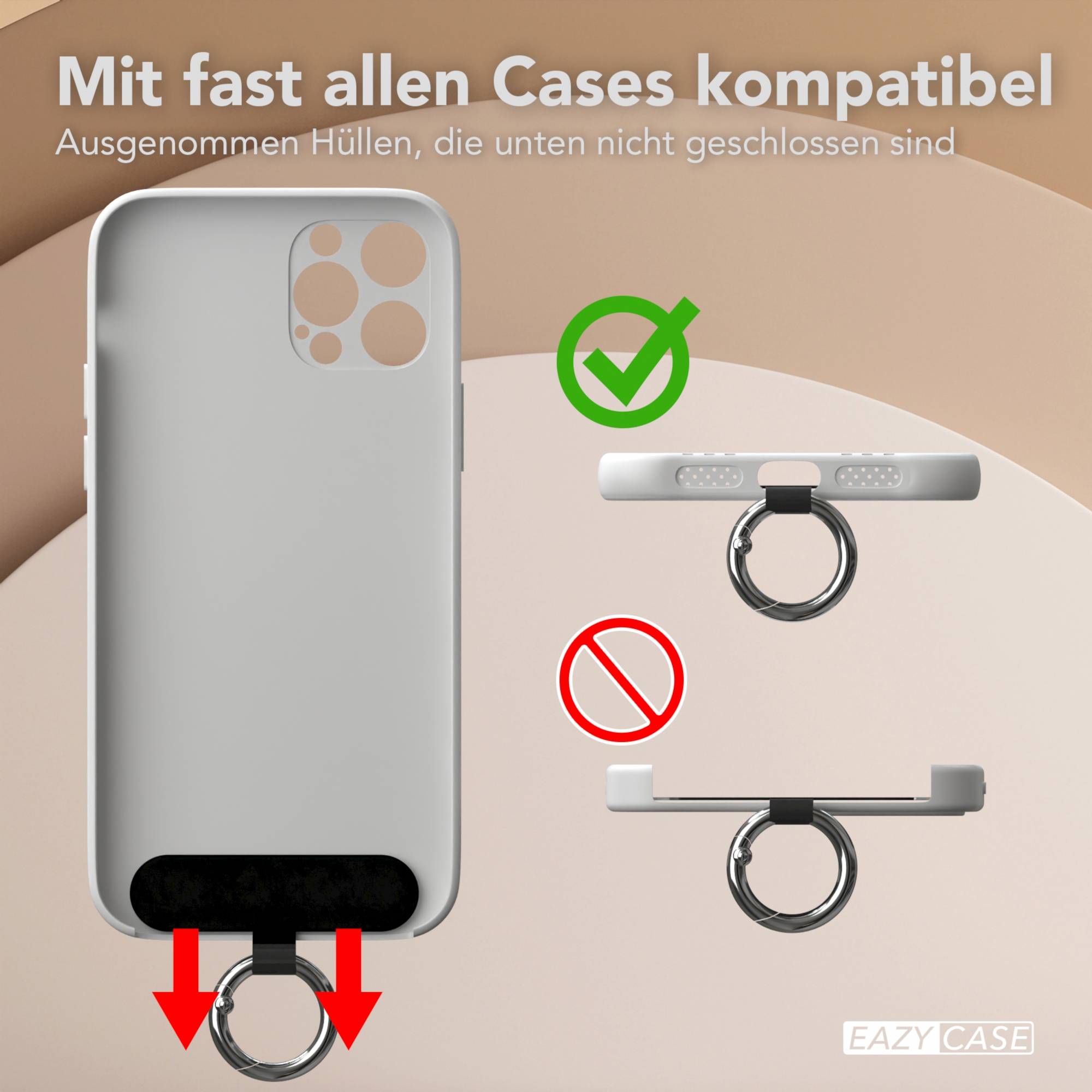 Universal Handykette mit verstellbarem Riemen und Karabinerhaken EAZY CASE 