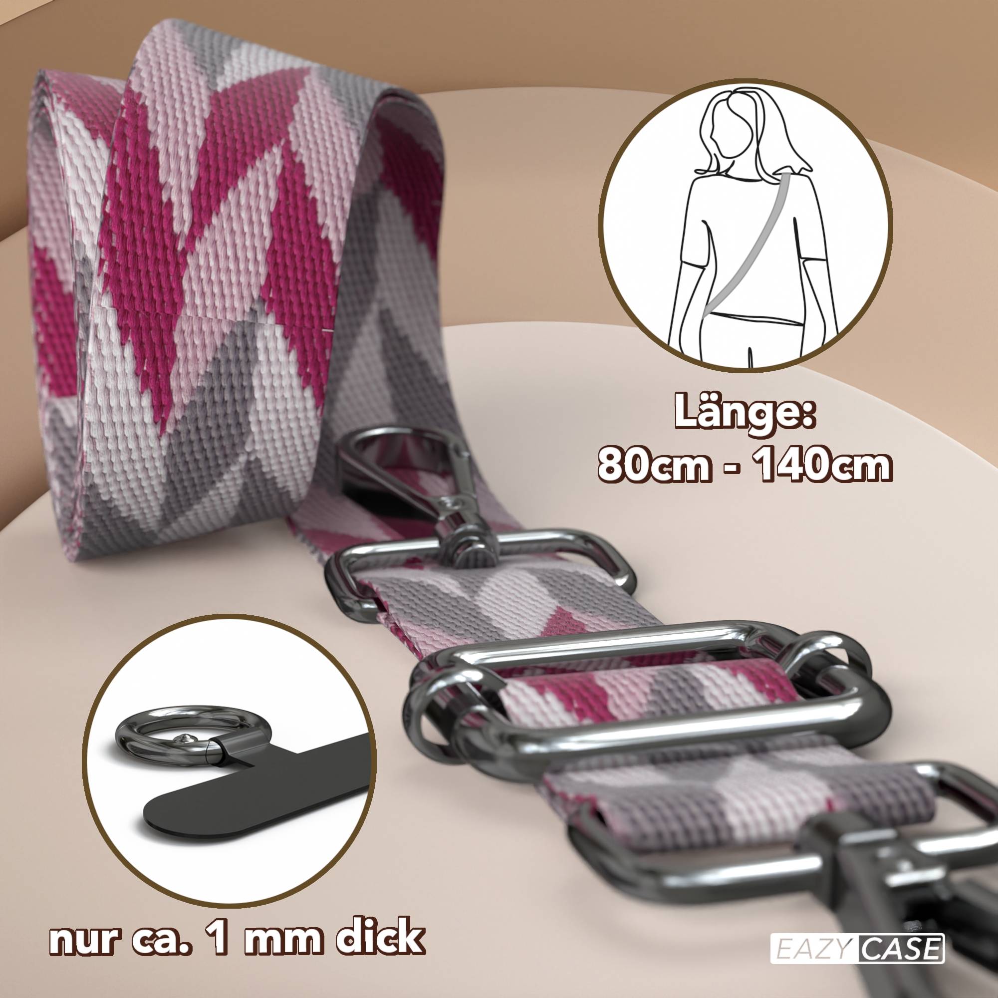 Universal Handykette mit verstellbarem Riemen und Karabinerhaken EAZY CASE 