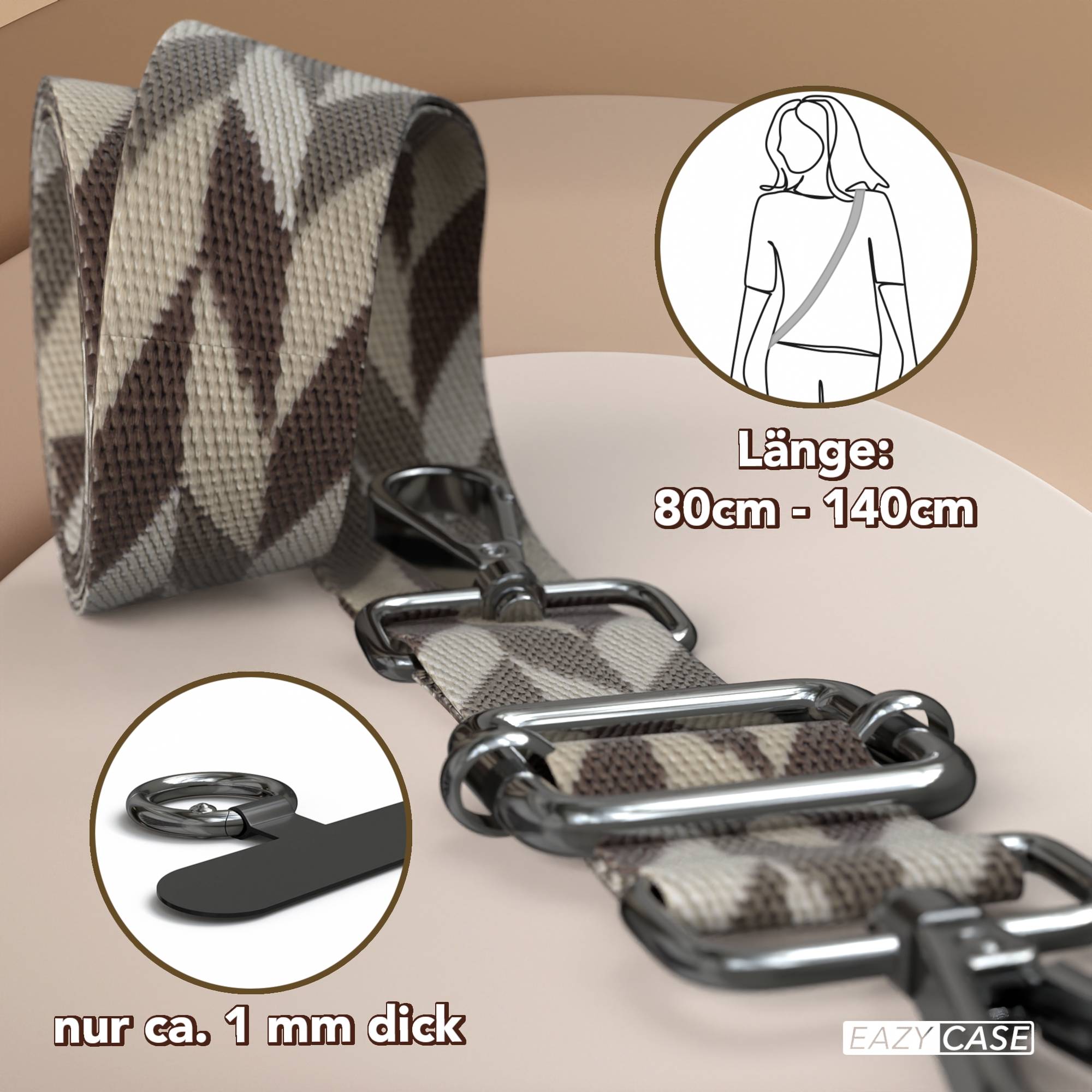 Universal Handykette mit verstellbarem Riemen und Karabinerhaken EAZY CASE 