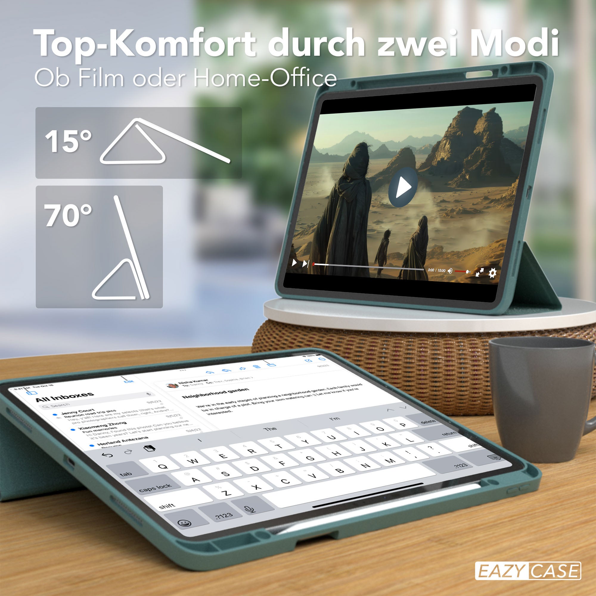 iPad Pro 13 Zoll 2025 Tablethülle mit Stifthalter und Aufstellfunktion 