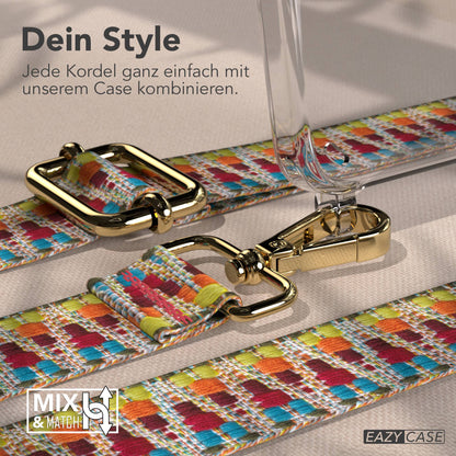 Samsung Galaxy S25 Handykette mit verstellbarem Boho Trageriemen und Metallapplikationen 