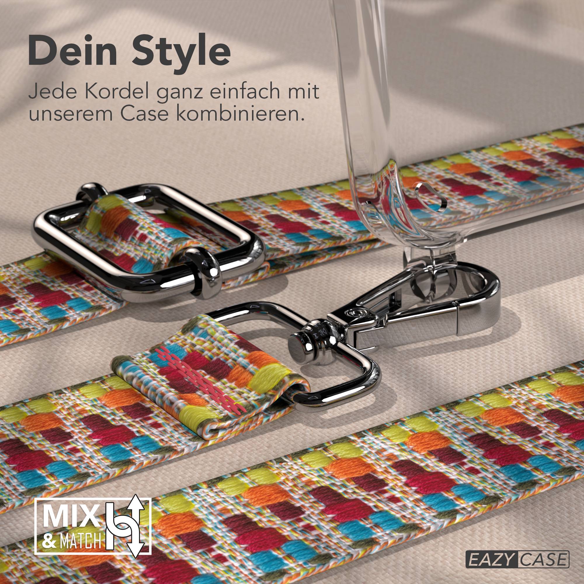Samsung Galaxy S25 Handykette mit verstellbarem Boho Trageriemen und Metallapplikationen 