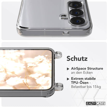 Samsung Galaxy S25 Handykette mit verstellbarem Boho Trageriemen und Metallapplikationen 