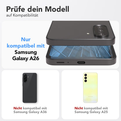 Samsung Galaxy A26 Schutzfolie Set mit Installationsrahmen schwarzer Rand
