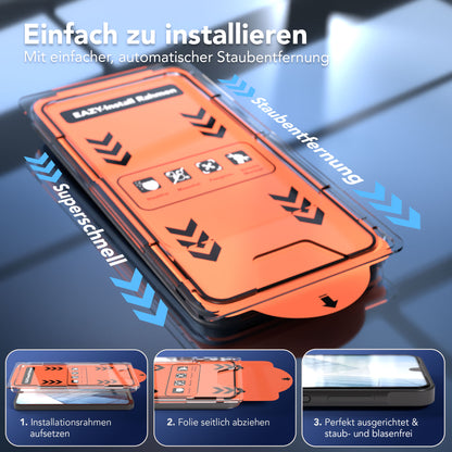 Samsung Galaxy A26 Schutzfolie Set mit Installationsrahmen schwarzer Rand