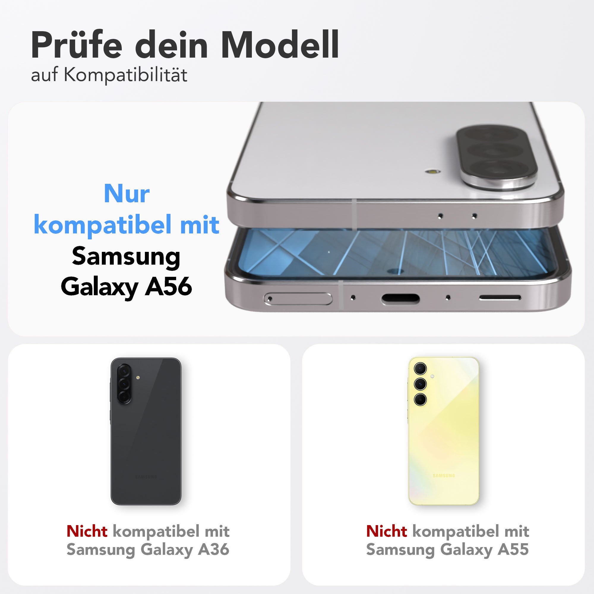 Samsung Galaxy A56 Schutzfolie 2er Set mit Installationsrahmen 9H Glas