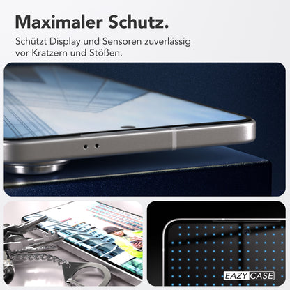 Samsung Galaxy S25 Edge Schutzfolie mit schwarzem Installationsrahmen und 9H Hartglas