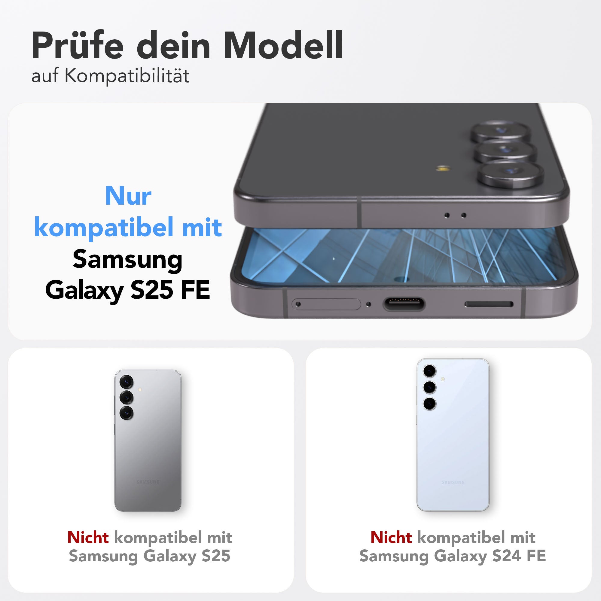 Samsung Galaxy S25 FE Schutzfolie Set mit Installationsrahmen Hartglas
