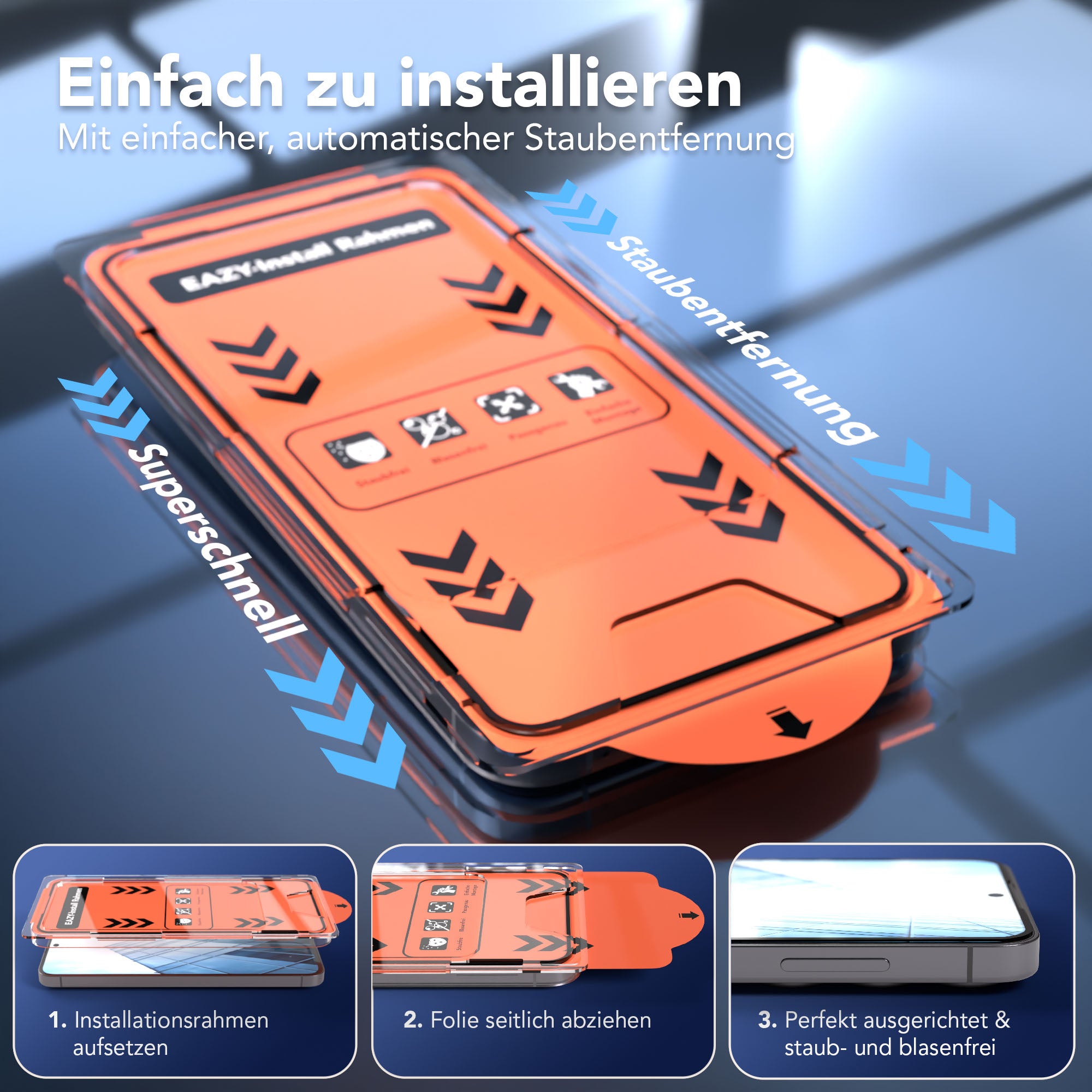 Samsung Galaxy S25 FE Schutzfolie Set mit Installationsrahmen Hartglas