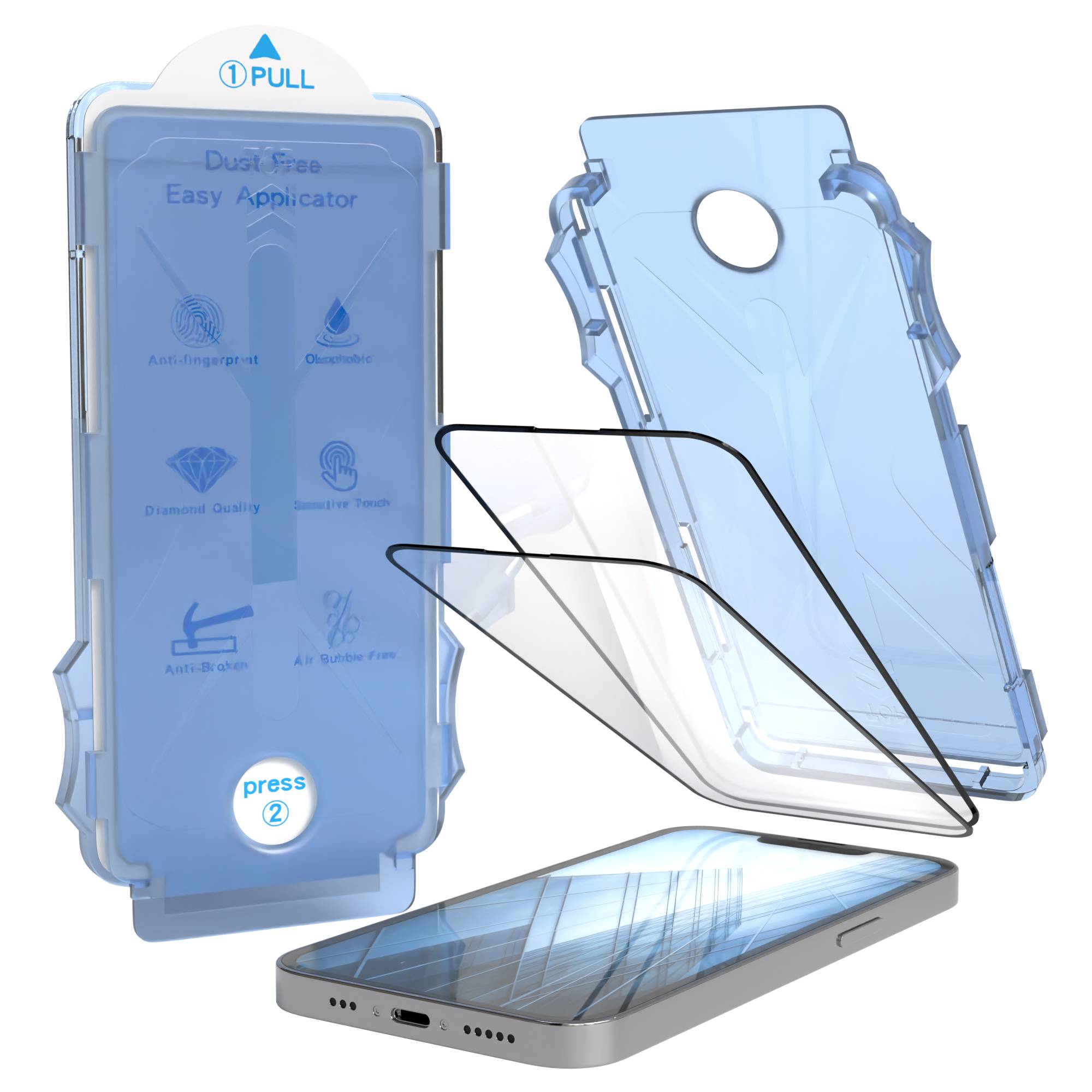 iPhone 16e 2er Set Glasfolie + Installationsrahmen