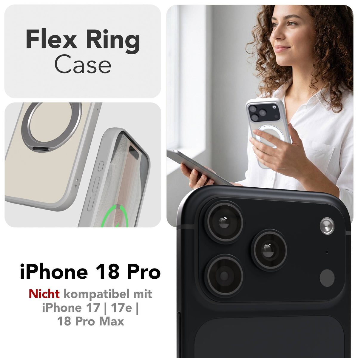 iPhone 18 Pro Outdoor Hülle + drehbarer Ring mit MagSafe