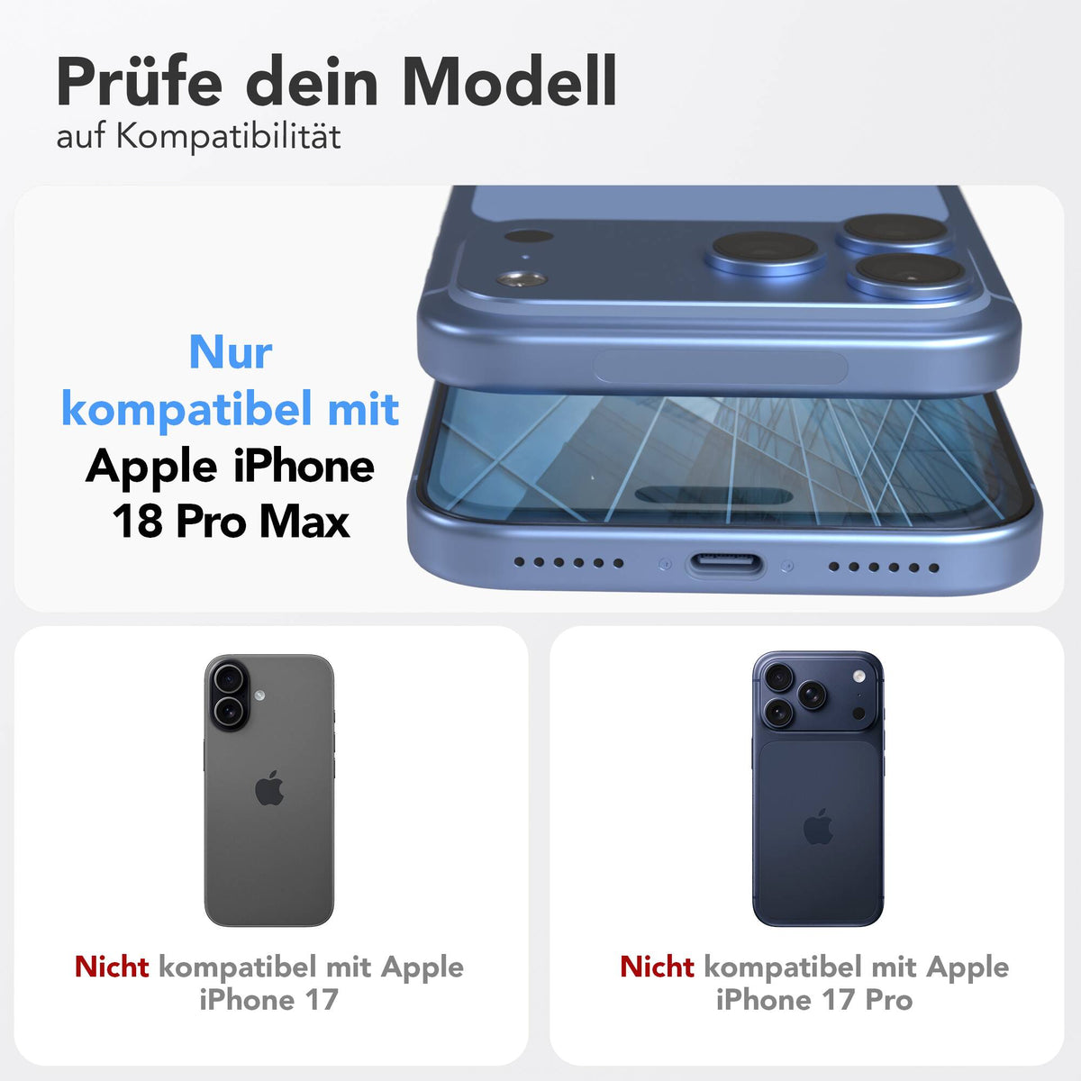 iPhone 18 Pro Max 2er Set Glasfolie + Installationsrahmen