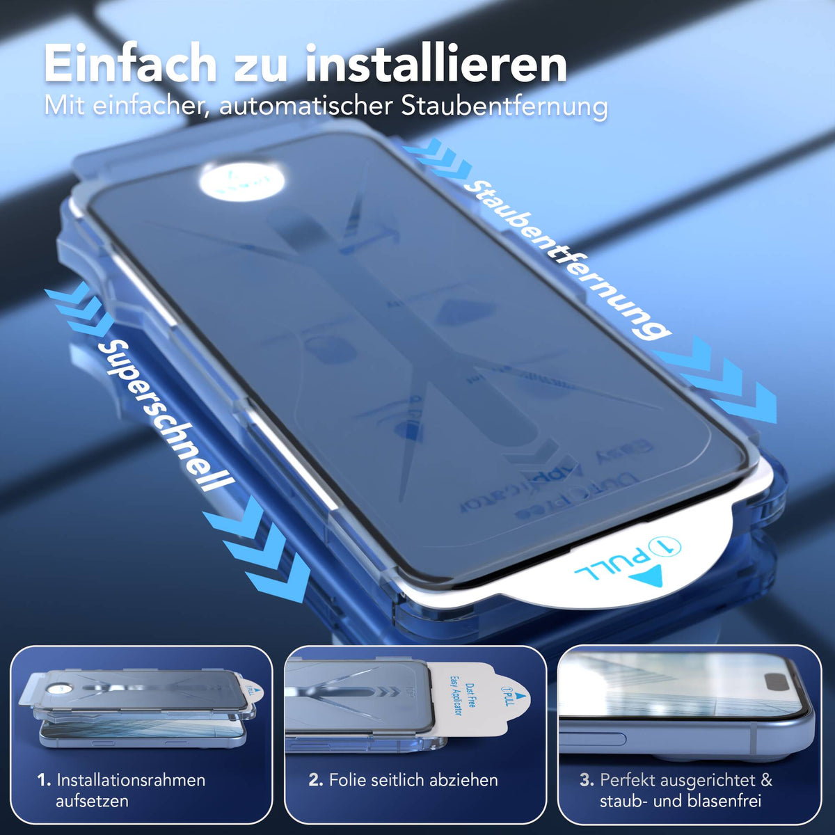 iPhone 18 Pro Max 2er Set Glasfolie + Installationsrahmen
