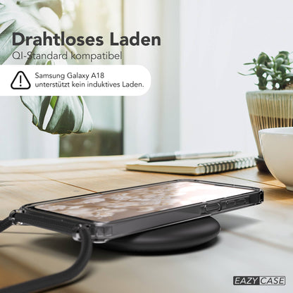 Galaxy A18 Hülle mit Metallkette + Schwarze Kordel mit MagSafe