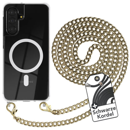 Galaxy A18 Hülle mit Metallkette + Schwarze Kordel mit MagSafe