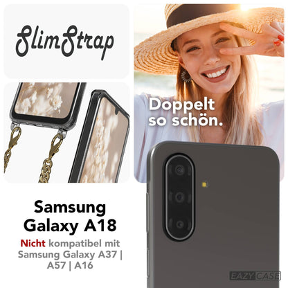 Galaxy A18 Hülle mit Metallkette + Schwarze Kordel mit MagSafe