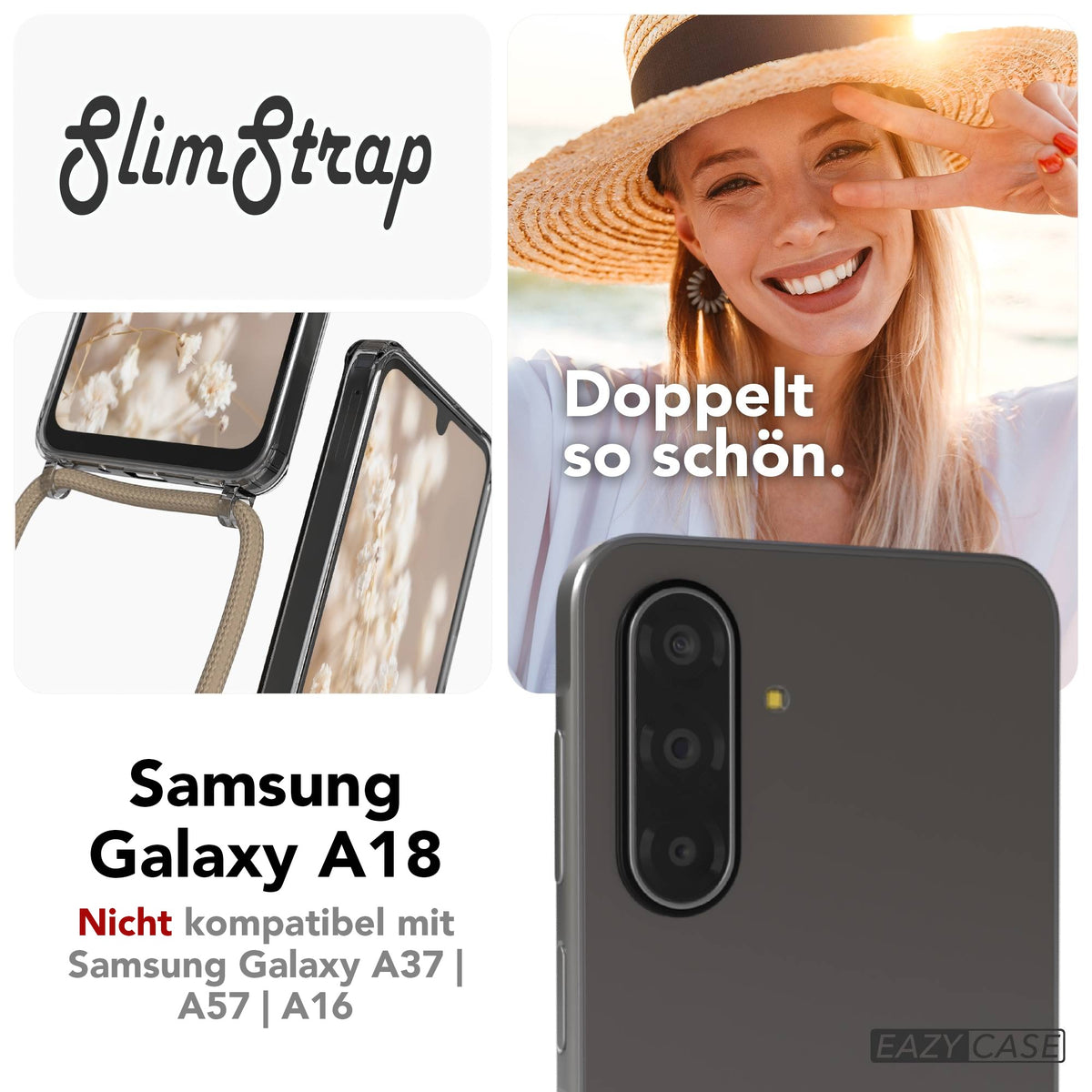 Galaxy A18 transparente Hülle + Kordel mit MagSafe