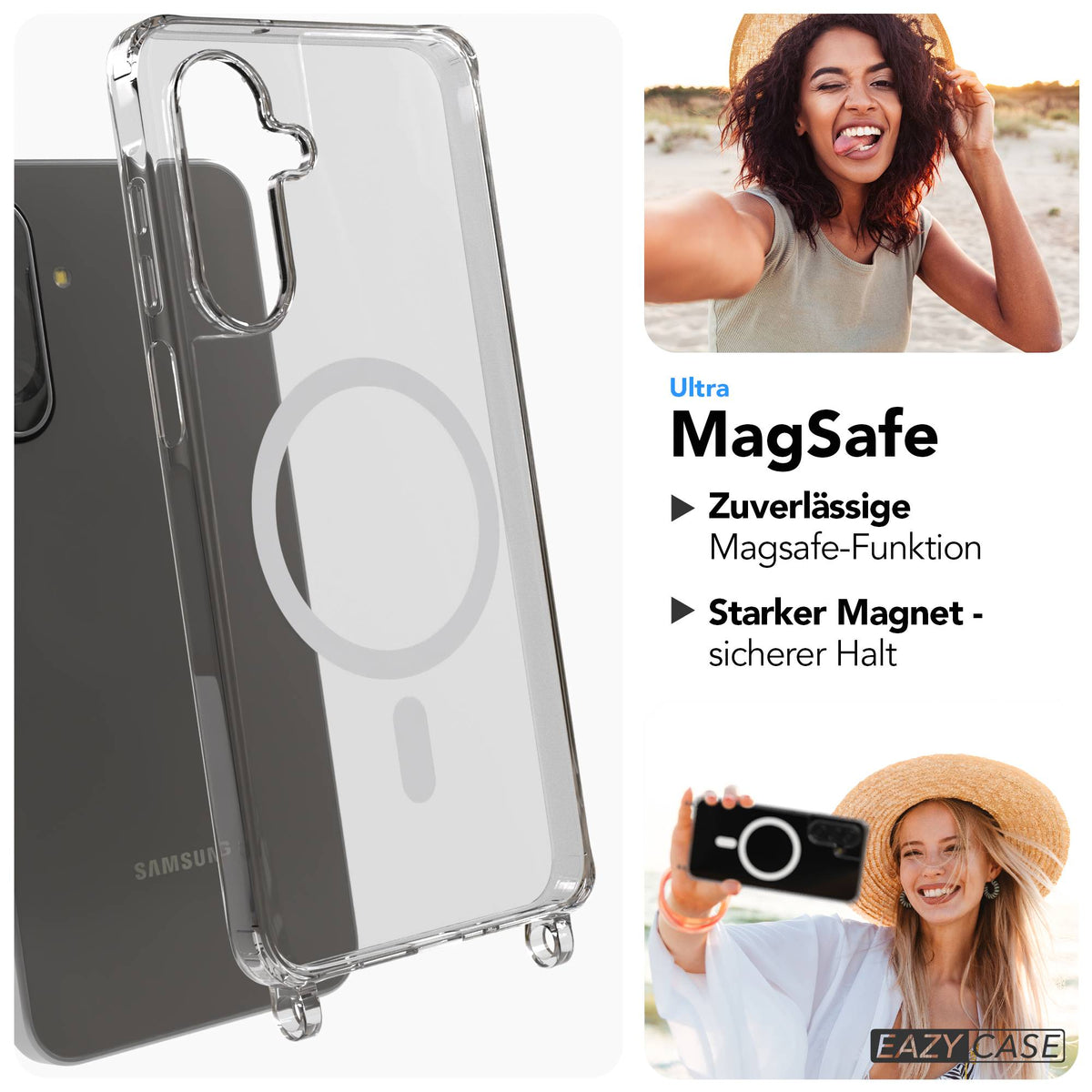 Galaxy A18 transparente Hülle + Kordel mit MagSafe