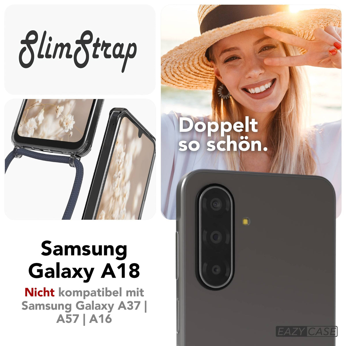 Galaxy A18 transparente Hülle + Kordel mit MagSafe