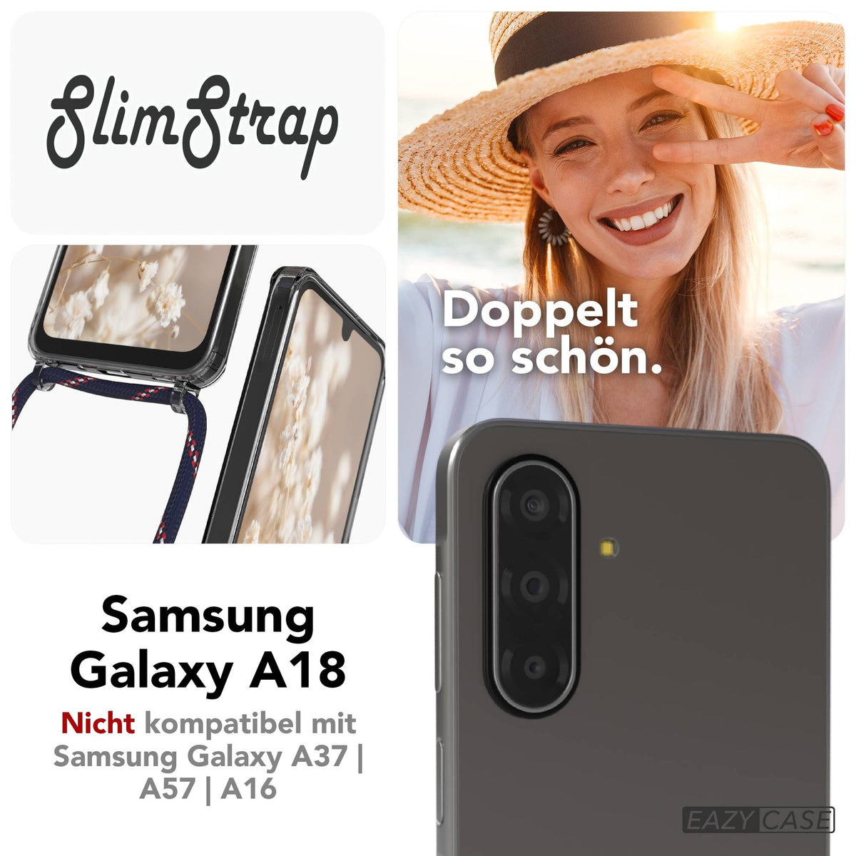 Galaxy A18 transparente Hülle + Kordel mit MagSafe