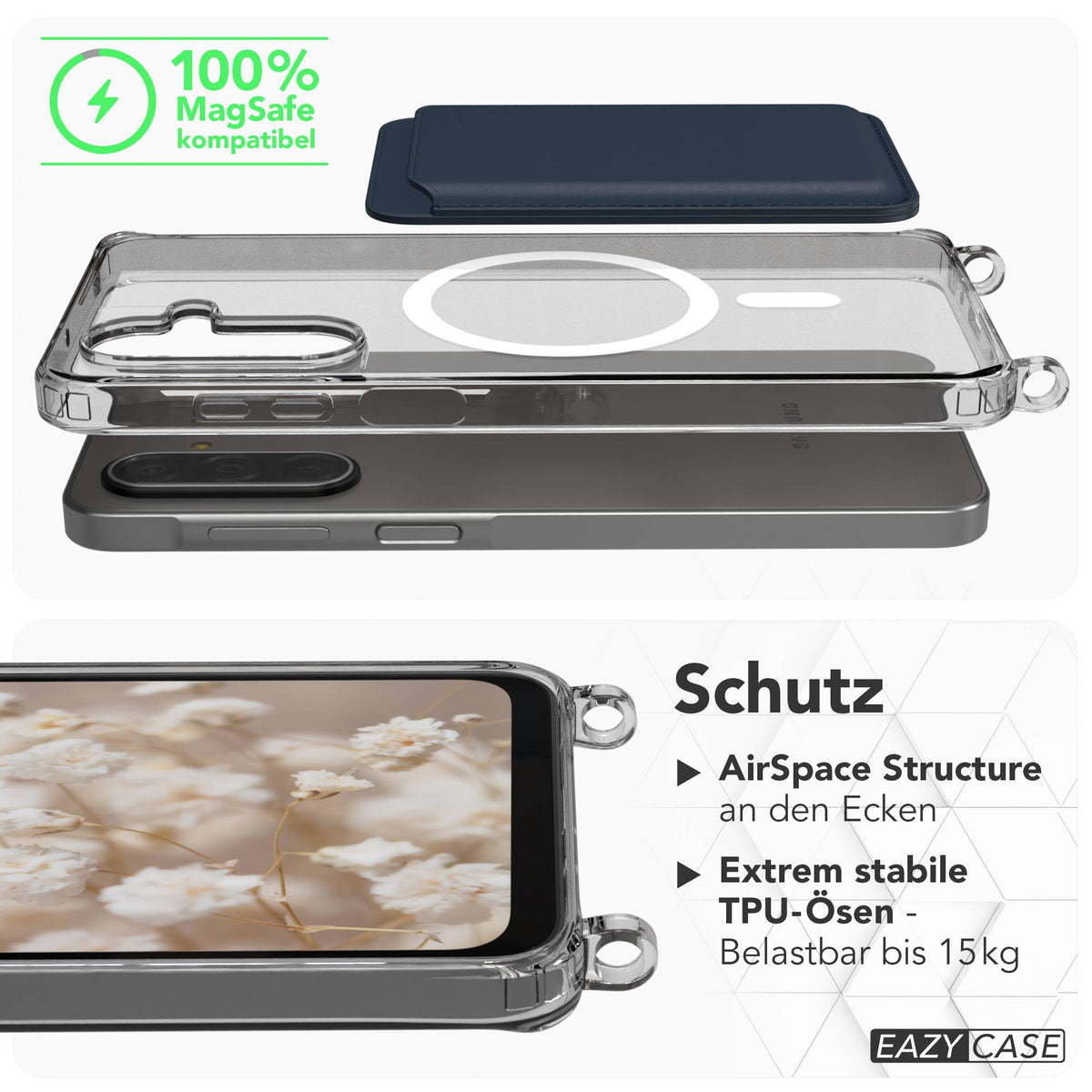 Galaxy A18 transparente Hülle + Kordel mit MagSafe