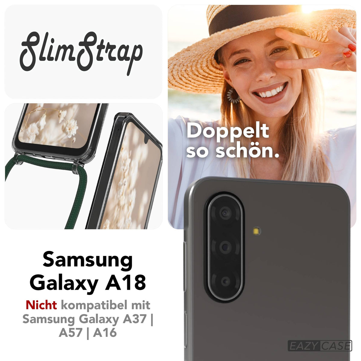 Galaxy A18 transparente Hülle + Kordel mit MagSafe