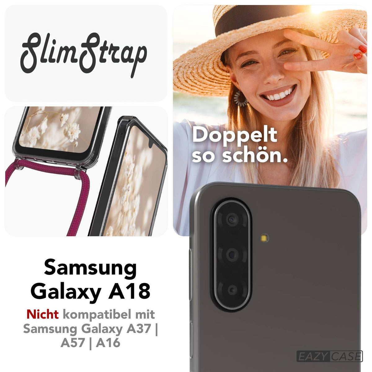 Galaxy A18 transparente Hülle + Kordel mit MagSafe