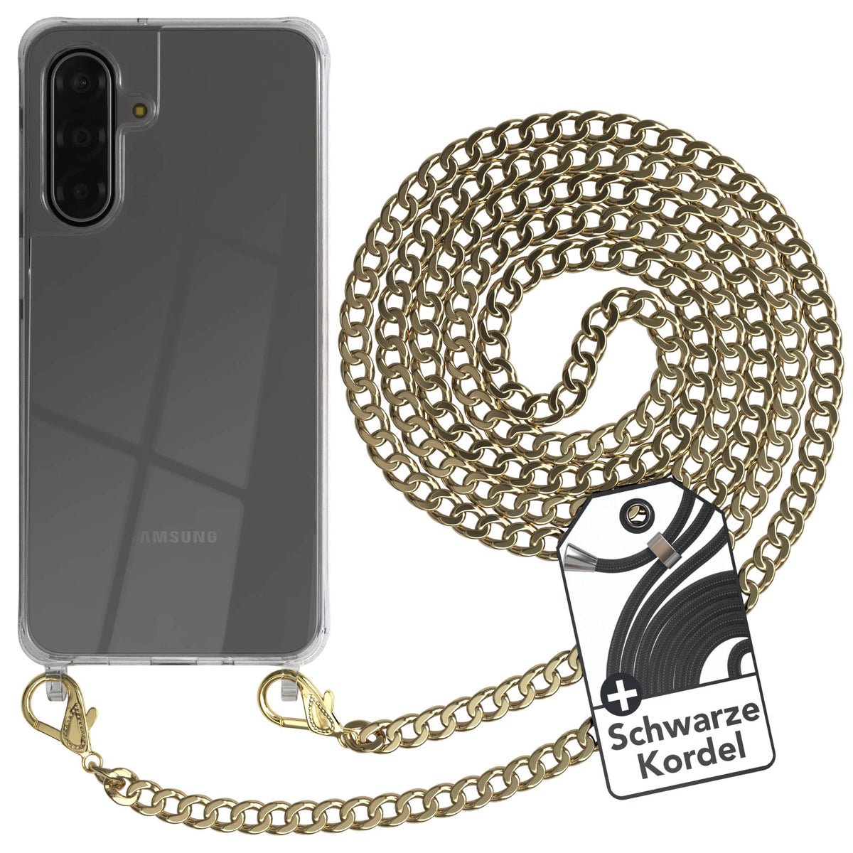 Galaxy A18 Hülle mit Metallkette + Schwarze Kordel