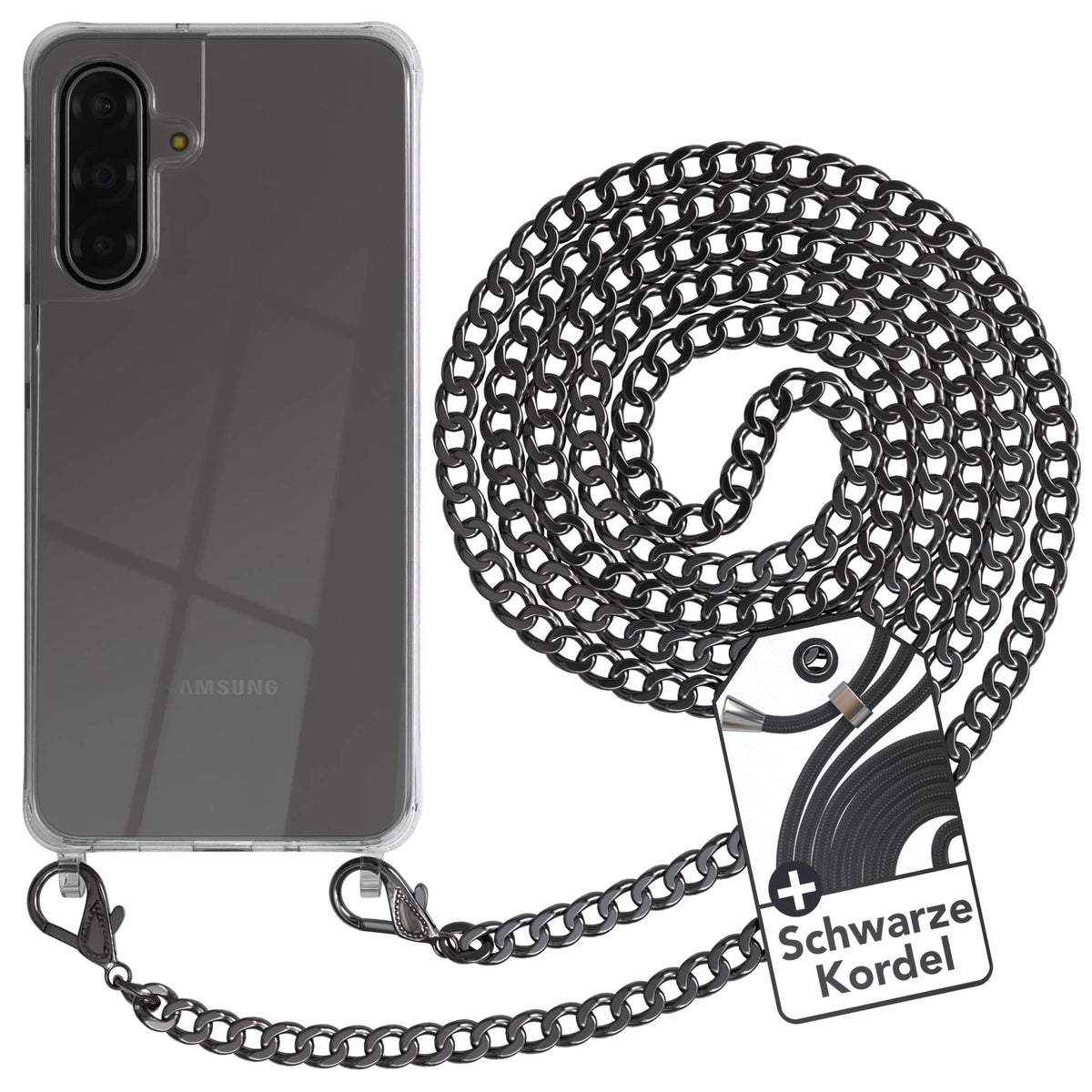 Galaxy A18 Hülle mit Metallkette + Schwarze Kordel