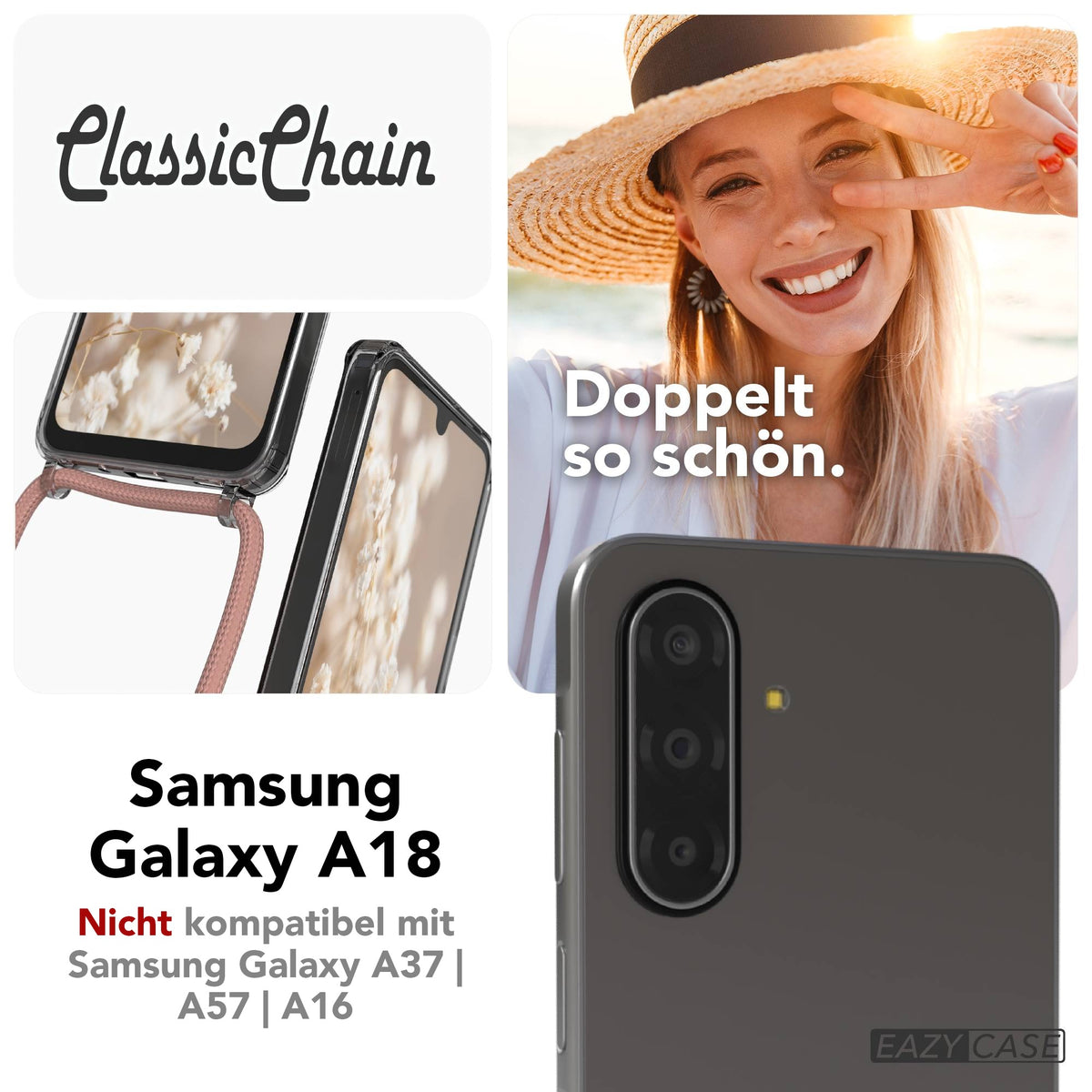 Galaxy A18 transparente Hülle + Kordel