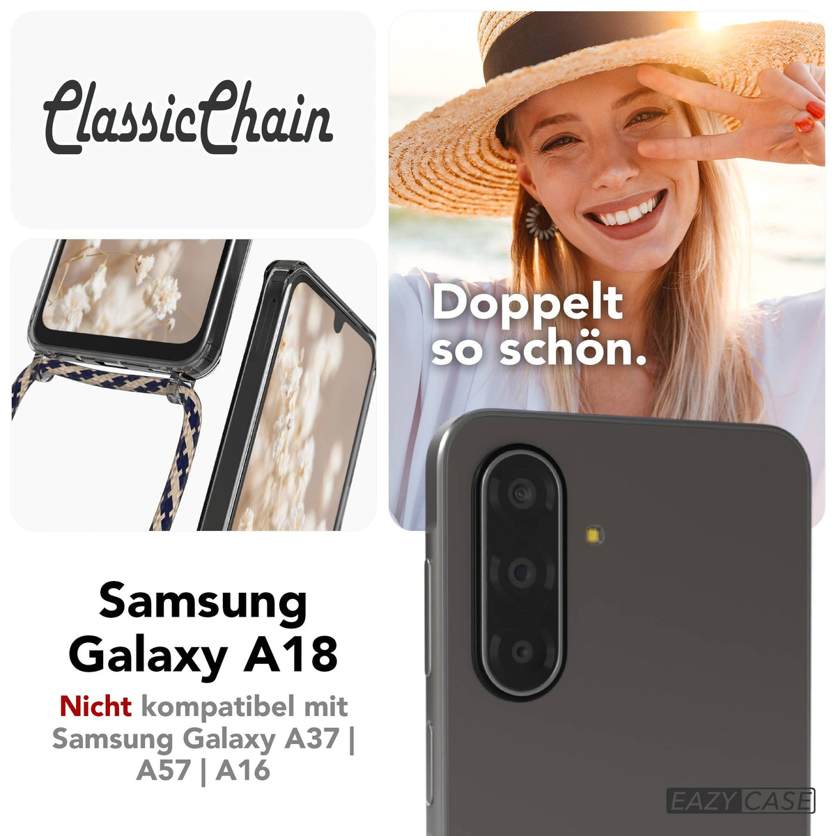 Galaxy A18 transparente Hülle + Kordel