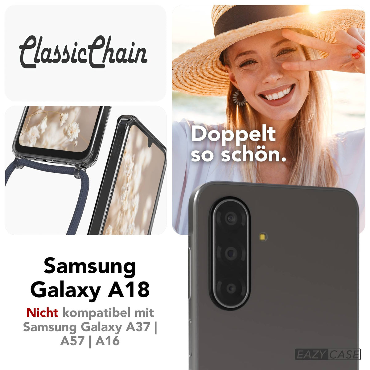 Galaxy A18 transparente Hülle + Kordel