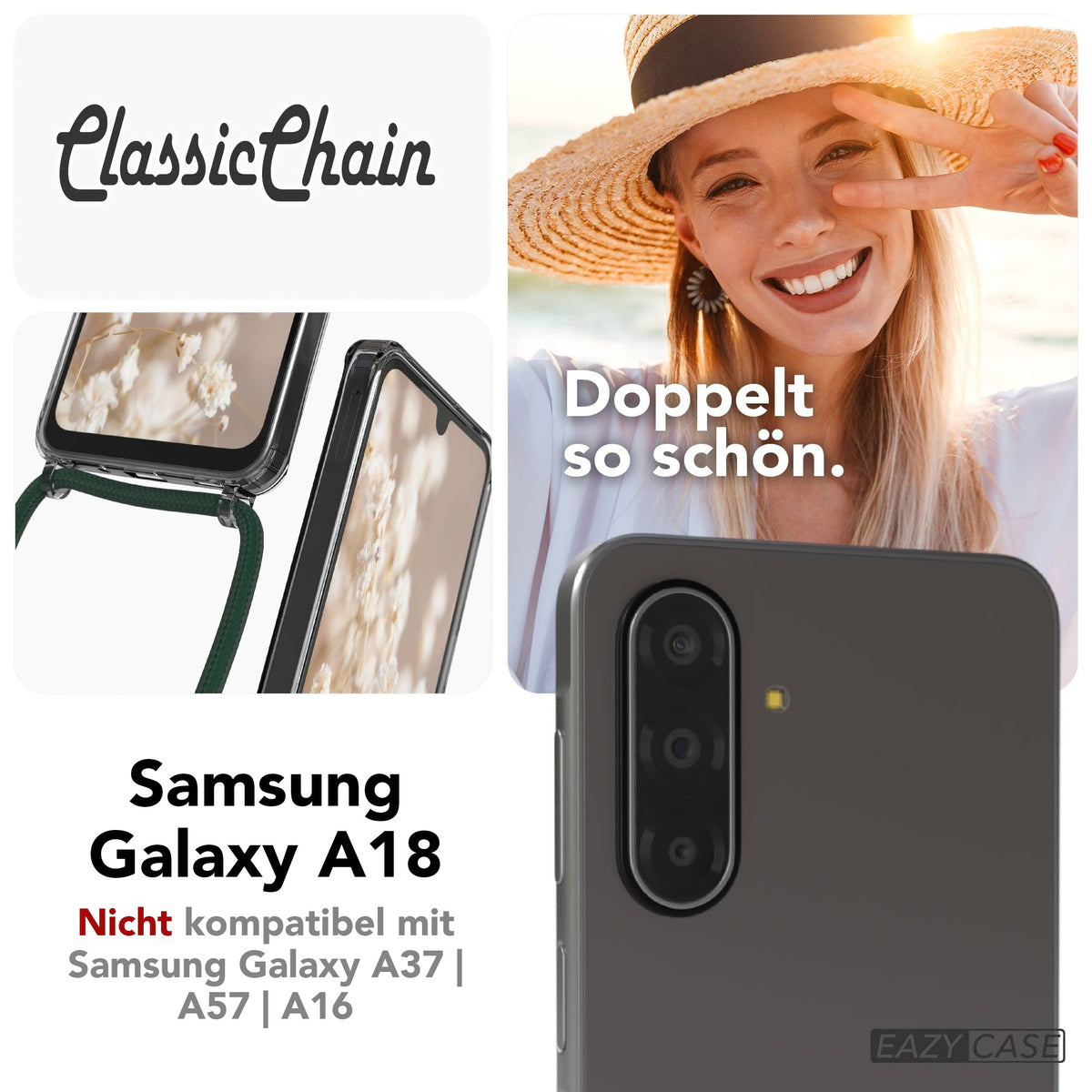 Galaxy A18 transparente Hülle + Kordel