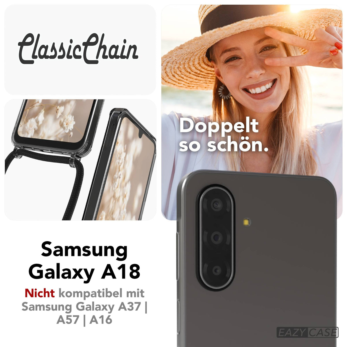 Galaxy A18 transparente Hülle + Kordel
