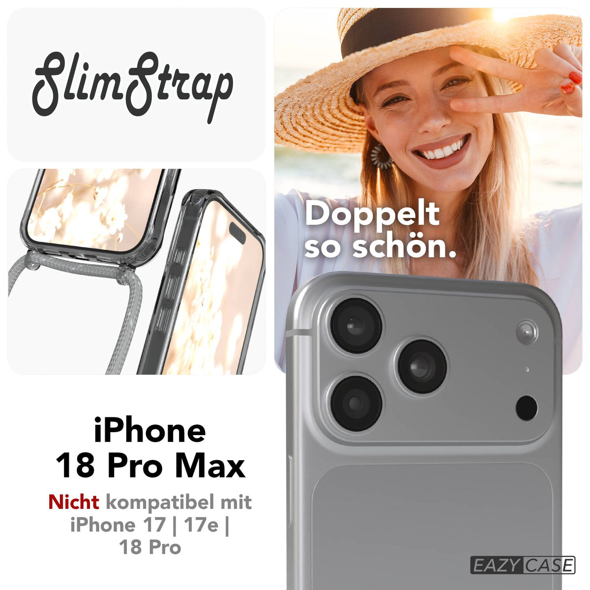 iPhone 18 Pro Max transparente Hülle + Kordel mit MagSafe