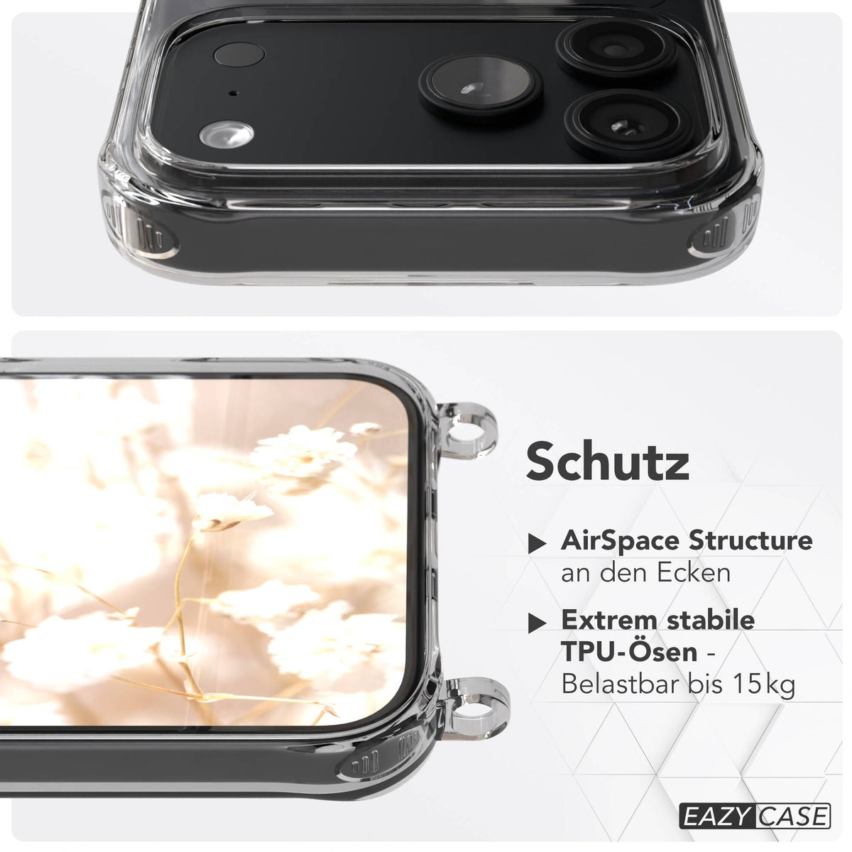 iPhone 18 Pro Max Hülle mit Metallkette + Schwarze Kordel