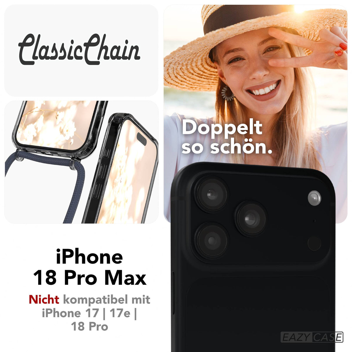 iPhone 18 Pro Max transparente Hülle + Kordel