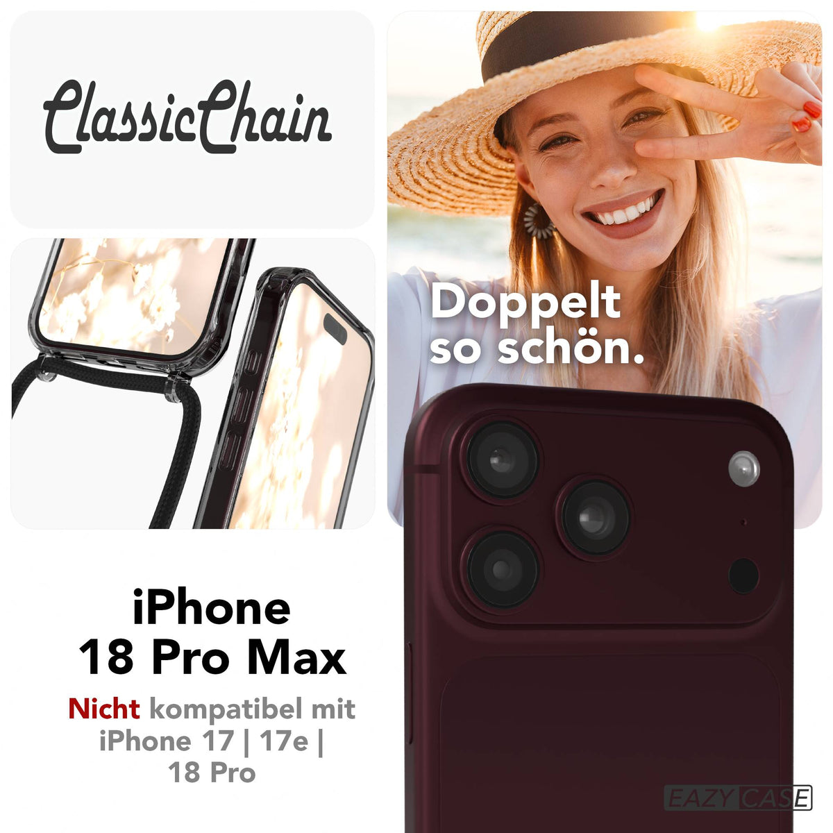 iPhone 18 Pro Max transparente Hülle + Kordel